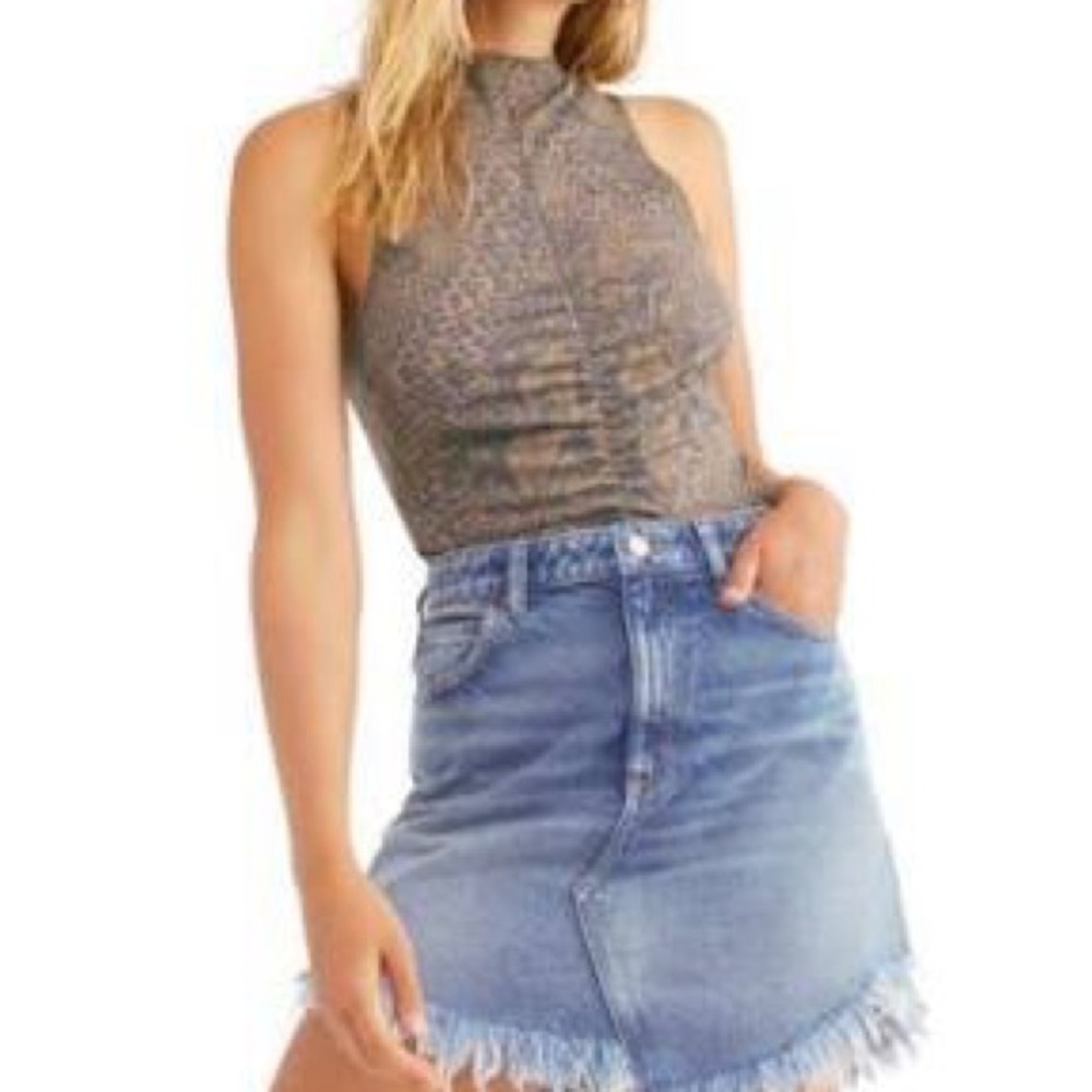 Free People Silver Ruched Fitted Bodysuit